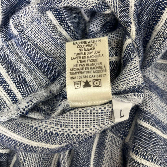 Anthropologie Cloth & Stone Navy Striped Sleeveless Linen Blend Jumpsuit Large - Picture 7 of 11